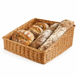 Panier Présentoir Boulangerie & Pâtisserie – Tressé Naturel – Vitrine & Service P03