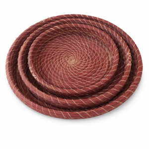 Lot de 3 Paniers en Halfa – Rangement & Déco - Couleur Rouge