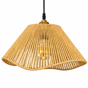 Luminaire à Suspension Filaire Ovale en Papier Tressé –  Couleur Beige