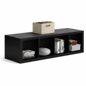 Meuble TV / Étagère Horizontale 4 Niches Noire